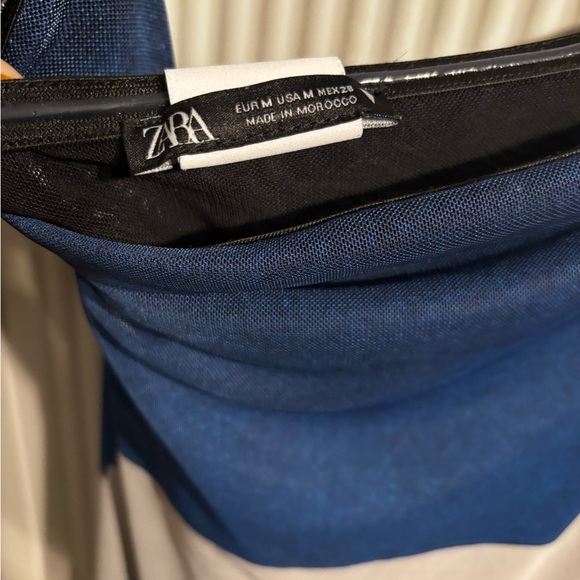 Zara White and Blue bodycon tube maxi dress - Picture 4 of 4